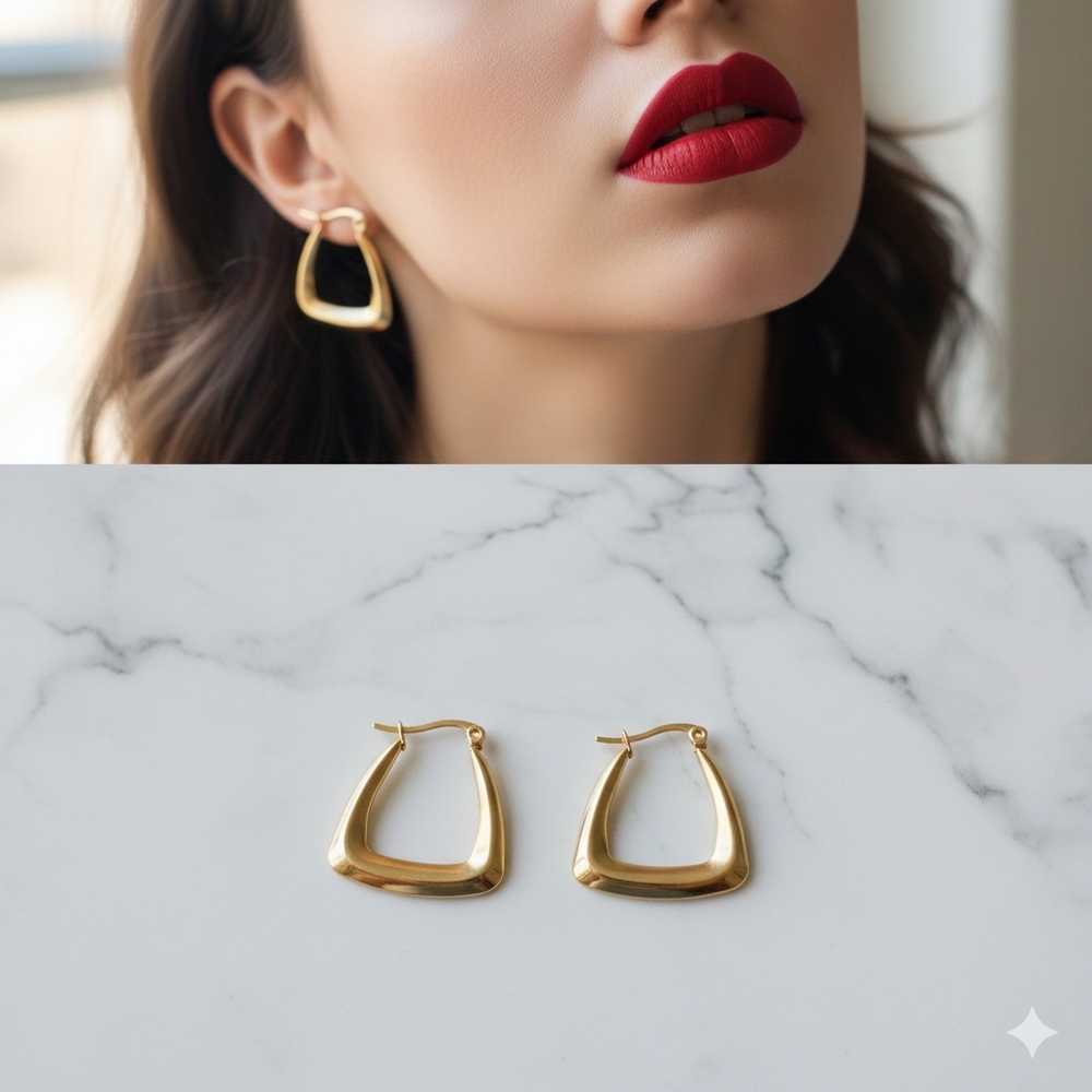 Stainless Steel Elegant Gold Women's Earrings